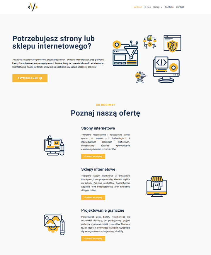 zrzut ekranu ze strony glownej vertesel